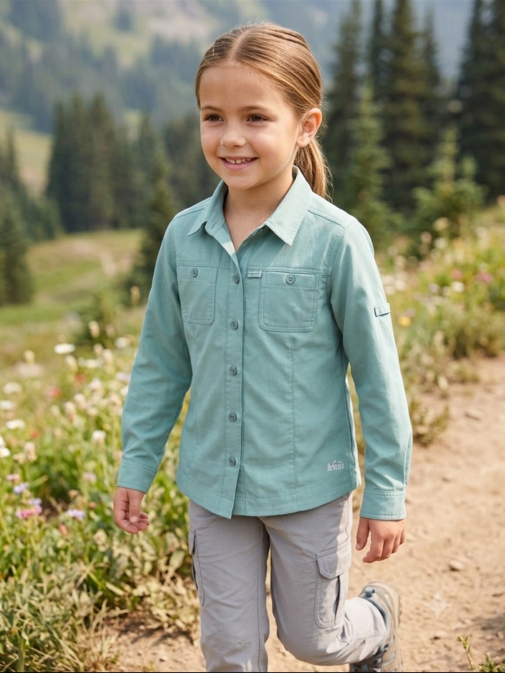 REI Kids' Button-Down Shirt in Seafoam